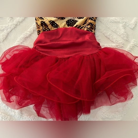Weissman Red Leopard Print Dance Child Costume SC Black Red Sequin - Picture 2 of 14